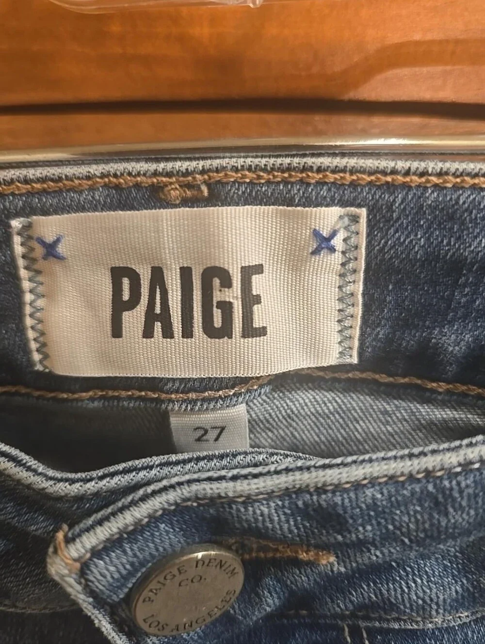 PAIGE Denim Bermuda Shorts Size 27 Distressed Raw Hem Medium Wash